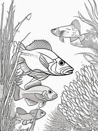 Goby Coloring Pages - Small Reef Dwelling Fish  black outline printable sheet, coloring page