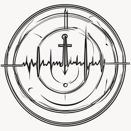 Faith Heartbeat Tattoo - Infuse spiritual significance into your tattoo with a design that combines the symbol of faith with a rhythmic heartbeat.  simple vector color tattoo,minimal,white background