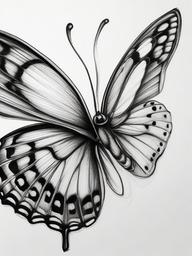 pencil drawing of a butterfly  minimal rough sketch scribbles,doodles,black and white