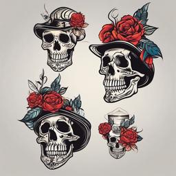 easy skeleton tattoo  simple vector color tattoo