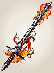 fire sword tattoo  simple vector color tattoo