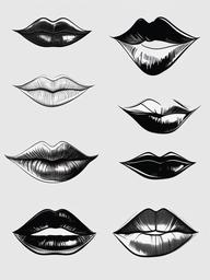 sketch of lips step by step  minimal rough sketch scribbles,doodles,black and white