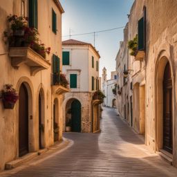 hidden charms of trani - illustrate the hidden charms of trani, a coastal town in puglia, with its historic architecture and serene harbor. 