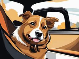 Dog clipart - dog enjoying a car ride  