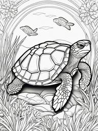 Turtle Coloring Pages - Turtle with flowers growing on its shell  simple coloring pages