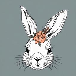 bunny line art tattoo  minimalist color tattoo, vector