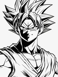 sketch drawing of goku  minimal rough sketch scribbles,doodles,black and white