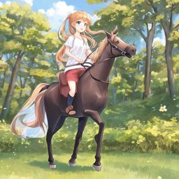 Barefoot girl in shorts on horse without boots, shoes.