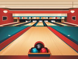 Bowling Alley Scene Clipart - A scene from a bowling alley with lanes.  color vector clipart, minimal style