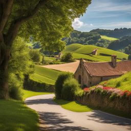 hidden charms of the pays basque - create an artwork that conveys the hidden charms of the pays basque, with its unique culture and lush landscapes. 