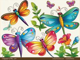 Dragonfly clipart - dragonfly and butterfly friends  clipart