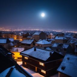 Snowy Rooftops in the Moonlight  background picture, close shot professional product  photography, natural lighting, canon lens, shot on dslr 64 megapixels sharp focus