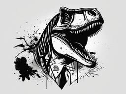 Basquiat T Rex Tattoo - Combine Basquiat's artistry with the iconic T-Rex in a captivating tattoo.  simple vector color tattoo,minimal,white background