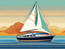 Sailboat Adventure clipart - A sailboat journey on a sunny day., ,vector color clipart,minimal