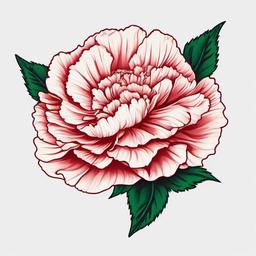 Carnation Hip Tattoo,Stylish enhancement with a carnation hip tattoo, a feminine and visually appealing choice.  simple color tattoo,minimal vector art,white background