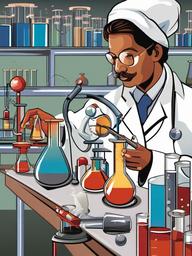 Science clipart - scientist conducting an experiment  