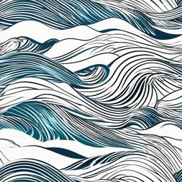 Tattoo Water Waves - Capture the dynamic energy of water with a tattoo featuring captivating wave patterns.  simple vector color tattoo,minimal,white background