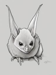 drawing of a Townsend's big-eared bat  minimal rough sketch scribbles,doodles,black and white