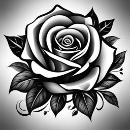 Black and grey rose tattoo, Elegant and bold rose tattoos in black and grey ink.  vivid colors, white background, tattoo design