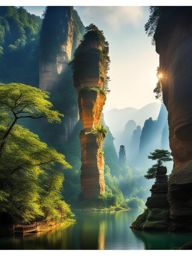 wulingyuan scenic area, china - craft a dreamscape featuring thousands of sandstone pillars and lush greenery. 