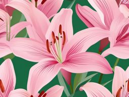 Lily Clip Art - An elegant pink lily with delicate petals,  color vector clipart, minimal style