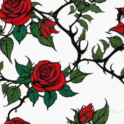 rose thorn vine tattoo  simple vector color tattoo