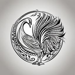 Tribal Goose Tattoo - A tattoo featuring a goose design with tribal-inspired patterns and elements.  simple color tattoo design,white background