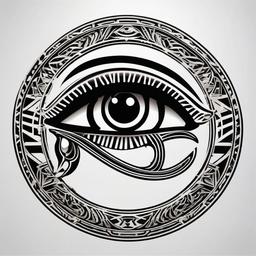 eye of horus tribal tattoo  simple color tattoo,minimal,white background