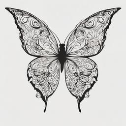 butterfly tattoo stencils  simple color tattoo,white background,minimal