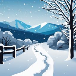 Snow-covered footsteps sticker- Path through the snow, , sticker vector art, minimalist design