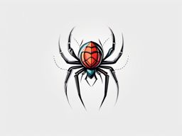 Spider Tattoo-playful and stylized spider tattoo with a touch of whimsy, creating a unique and lighthearted design. Colored tattoo designs, minimalist, white background.  color tatto style, minimalist design, white background