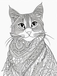 Cat Coloring Page - Graceful Furry Friend  black outline printable coloring page