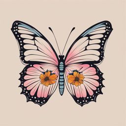 butterfly flower tattoo minimalist color design 