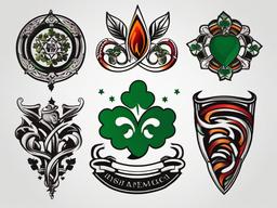 irish american tattoo designs  simple color tattoo,minimal,white background