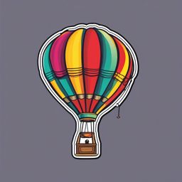 Hot Air Balloon Sticker - Colorful hot air balloon, ,vector color sticker art,minimal