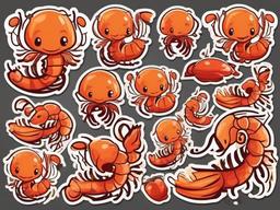 Shrimp cartoon - small, tasty crustacean  cartoon sticker style