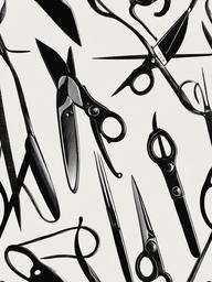 sketch of scissors  minimal rough sketch scribbles,doodles,black and white