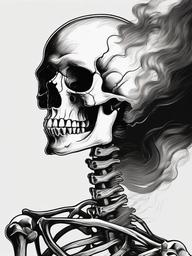 drawing of a skeleton on fire  minimal rough sketch scribbles,doodles,black and white