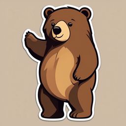 Bear Sticker - A brown bear standing on hind legs, ,vector color sticker art,minimal