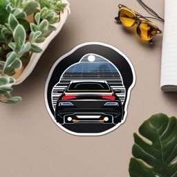Solar-Powered Car Sticker - Sustainable road trip, ,vector color sticker art,minimal