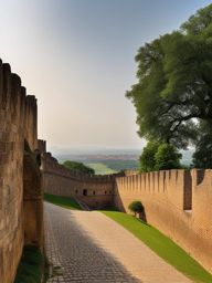 ancient city walls, wandering along ancient fortified city walls with a view of the landscape. 