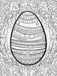 Easter Egg Coloring Pages - Glittery egg with stars and moons  simple coloring pages