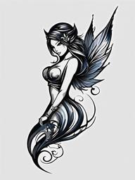 grey fairy tail tattoo  simple color tattoo,white background