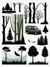 Harry Potter clipart - the Forbidden Forest with trees  color,minimalist,vector clipart