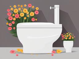 Toilet clipart - toilet bowl with flowers around it  color,minimalist,vector clipart