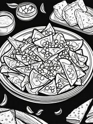 Food Coloring Pages - Bowl of nachos with cheese and jalapeños  simple coloring pages