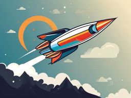 Rocketship Clipart - A rocketship soaring high.  color clipart, minimalist, vector art, 