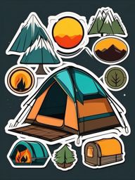 Camping Tent Sticker - Outdoor shelter, ,vector color sticker art,minimal