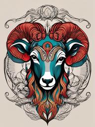 aries astrology tattoo  simple vector color tattoo