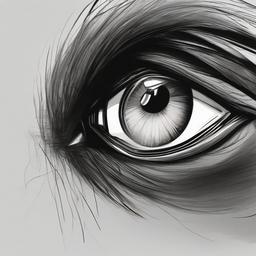 drawing of a dog eye  minimal rough sketch scribbles,doodles,black and white